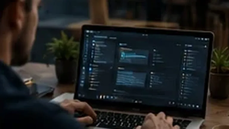 Non-identifiable person reviewing a custom web app workflow on a laptop.
